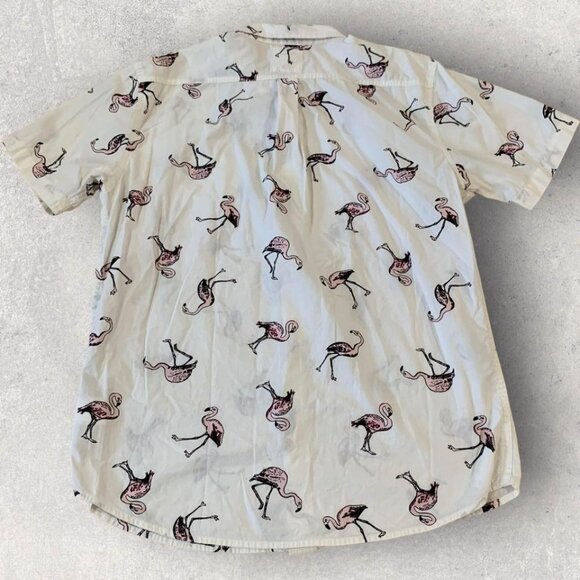 Levi’s Button Down Flamingo Shirt Men’s Size Medium Cream Color Red Tab Cotton - Picture 5 of 5